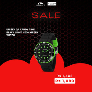 UNISEX QA CANDY TIME BLACK LIGHT NEON GREEN WATCH