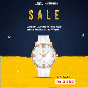 CATERPILLAR Bold Rose Gold White Rubber Strap Watch