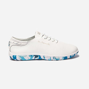 Women's Tennis Comfort White Leather Blue Sole