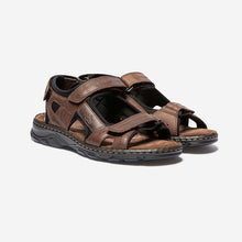 Load image into Gallery viewer, JOHALIN Men&#39;s sandals with velcro brown leather upper
