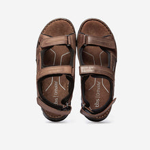 Load image into Gallery viewer, JOHALIN Men&#39;s sandals with velcro brown leather upper
