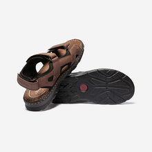 Load image into Gallery viewer, JOHALIN Men&#39;s sandals with velcro brown leather upper
