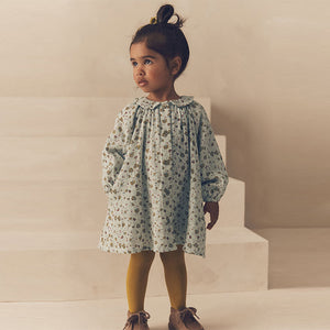 Blue Ditsy 100% Cotton Shirt Dress And Tights Set (3mths-6yrs)