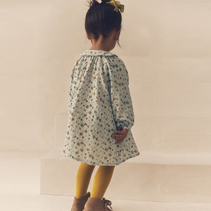 Blue Ditsy 100% Cotton Shirt Dress And Tights Set (3mths-6yrs)