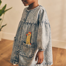 Load image into Gallery viewer, Blue Denim Character 100% Cotton Button Through Dress (3mths-6yrs)
