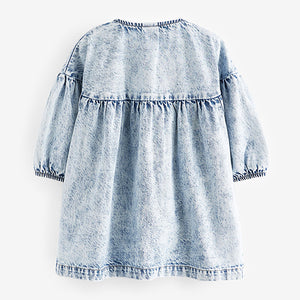 Blue Denim Character 100% Cotton Button Through Dress (3mths-6yrs)