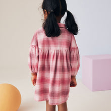 Load image into Gallery viewer, Red/Pink Check 100% Cotton Shirt Dress (3mths-6yrs)
