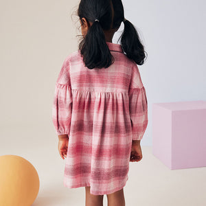 Red/Pink Check 100% Cotton Shirt Dress (3mths-6yrs)