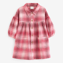 Load image into Gallery viewer, Red/Pink Check 100% Cotton Shirt Dress (3mths-6yrs)
