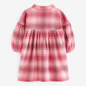 Red/Pink Check 100% Cotton Shirt Dress (3mths-6yrs)