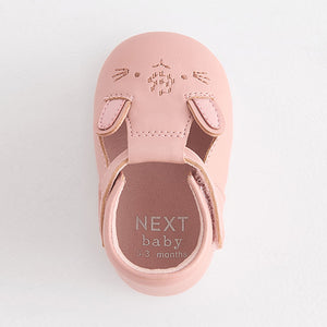 Pink Bunny T-Bar Baby Shoes (0-24mths)