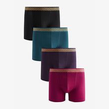 Load image into Gallery viewer, Rich Black/Purple/Blue Cotton Rich Boxers 4 Pack
