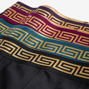 Rich Black/Purple/Blue Cotton Rich Boxers 4 Pack