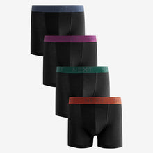 Load image into Gallery viewer, Black Bamboo Rich Colour Waistband Signature Trunk Boxers
