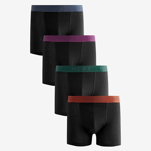 Black Bamboo Rich Colour Waistband Signature Trunk Boxers