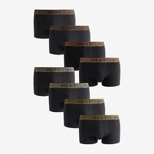 Load image into Gallery viewer, Black Metallic Chain Pattern Waistband 8 pack Hipster Boxers
