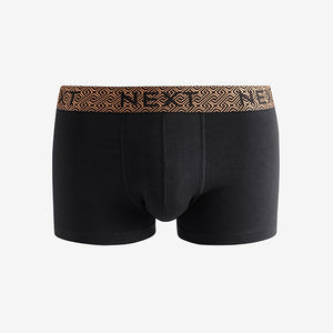 Black Metallic Chain Pattern Waistband 8 pack Hipster Boxers