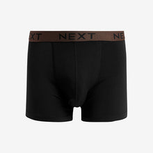 Load image into Gallery viewer, Black Metallic Pattern Waistband Cotton Rich Trunk Boxers 4 Pack
