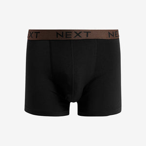 Black Metallic Pattern Waistband Cotton Rich Trunk Boxers 4 Pack