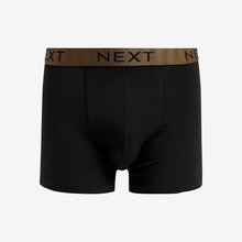 Load image into Gallery viewer, Black Metallic Pattern Waistband Cotton Rich Trunk Boxers 4 Pack
