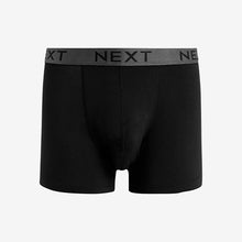 Load image into Gallery viewer, Black Metallic Pattern Waistband Cotton Rich Trunk Boxers 4 Pack
