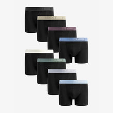Load image into Gallery viewer, Black Pastel Textured Colour Waistband Trunk Boxers 8 Pack
