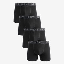 Load image into Gallery viewer, Black Cotton Rich Trunk Boxers 4 Pack
