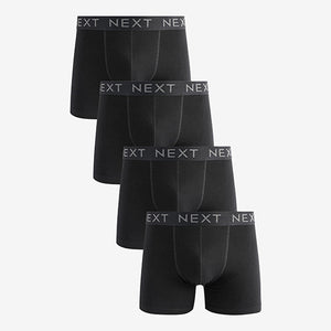 Black Cotton Rich Trunk Boxers 4 Pack