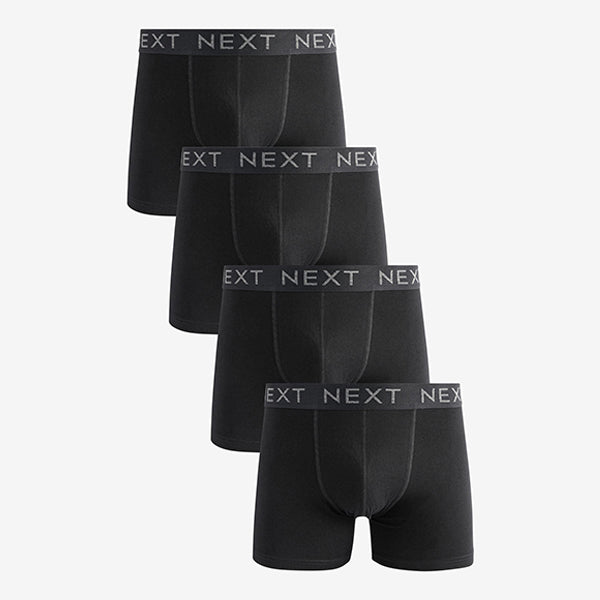 Black Cotton Rich Trunk Boxers 4 Pack
