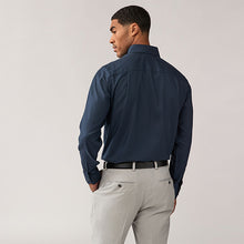 Load image into Gallery viewer, Navy Blue Double Collar Regular Fit Trimmed Formal 100% Cotton Oxford Shirt
