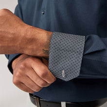 Load image into Gallery viewer, Navy Blue Double Collar Regular Fit Trimmed Formal 100% Cotton Oxford Shirt
