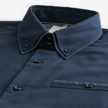 Load image into Gallery viewer, Navy Blue Double Collar Regular Fit Trimmed Formal 100% Cotton Oxford Shirt
