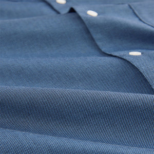 Blue Easy Care Long Sleeve Royal Oxford Single Cuff Shirt With Button Down Collar