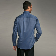 Load image into Gallery viewer, Blue Easy Care Long Sleeve Royal Oxford Single Cuff Shirt With Button Down Collar
