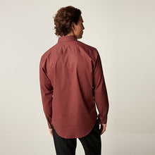 Load image into Gallery viewer, Burgundy Red Geometric Regular Fit Easy Iron Button Down Oxford Shirt
