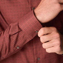 Load image into Gallery viewer, Burgundy Red Geometric Regular Fit Easy Iron Button Down Oxford Shirt
