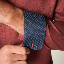 Load image into Gallery viewer, Burgundy Red Geometric Regular Fit Easy Iron Button Down Oxford Shirt
