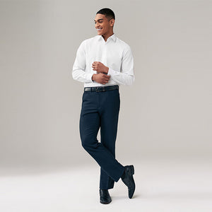 White Regular Fit Trimmed Easy Care Single Cuff Oxford Shirt