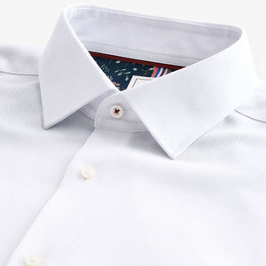 White Regular Fit Trimmed Easy Care Single Cuff Oxford Shirt