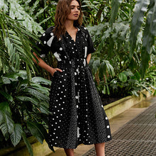 Load image into Gallery viewer, Black Puff Sleeve Midi Dress
