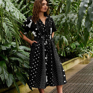 Black Puff Sleeve Midi Dress