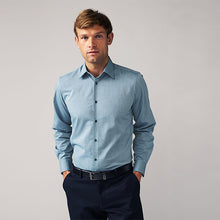 Load image into Gallery viewer, Nordic Blue Regular Fit Trimmed Easy Care Single Cuff Oxford Shirt
