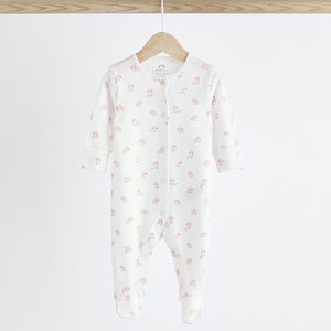 Pink 4 Pack Baby 100% Cotton Sleepsuits (0-18mths)