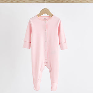 Pink 4 Pack Baby 100% Cotton Sleepsuits (0-18mths)