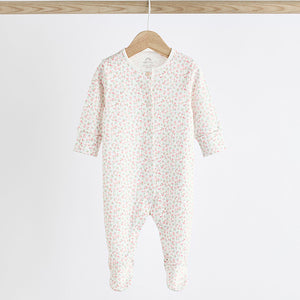 Pink 4 Pack Baby 100% Cotton Sleepsuits (0-18mths)