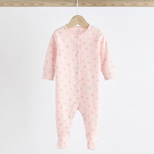 Pink 4 Pack Baby 100% Cotton Sleepsuits (0-18mths)