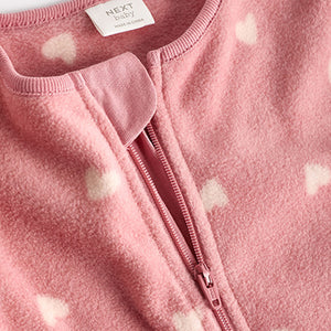 Pink Baby Microfleece Zip Sleepsuits 2 Pack