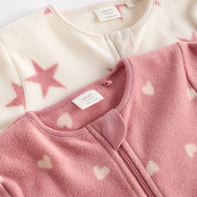Load image into Gallery viewer, Pink Baby Microfleece Zip Sleepsuits 2 Pack
