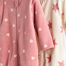 Load image into Gallery viewer, Pink Baby Microfleece Zip Sleepsuits 2 Pack
