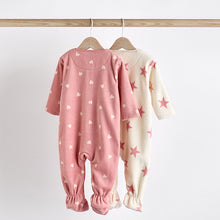 Load image into Gallery viewer, Pink Baby Microfleece Zip Sleepsuits 2 Pack
